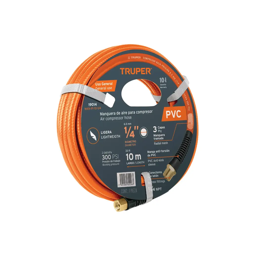 [19014] MANGUERA PARA COMPRESORA, DE PVC 10MT X 1/4" TRUPER