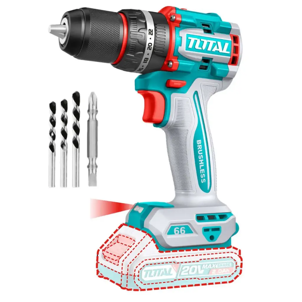 TALADRO PERCUTOR COMPACTO LI-ION 20V 66NM 13MM-TIDLI206681-TOTAL