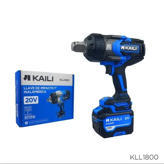 LLAVE DE IMPACTO DE 1 PULGADA + 2 BATERIAS 6AH 20V + CARGADOR KAILI