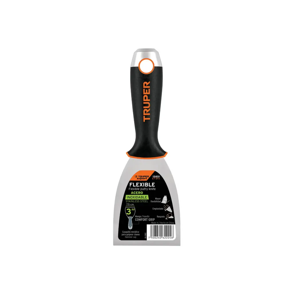 ESPATULA FLEXIBLE 3" MANGO ERGONOMICO, EN ACERO INOXIDABLE, PARA USARSE EN ALIMENTOS, ET-3FX 15851 TRUPER