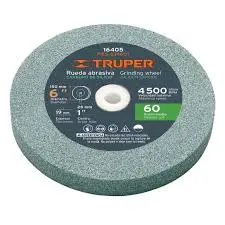 RUEDA ABRASIVA P/ESMERIL 6"X19MM, CARBURO SILICIO, GRANO 60