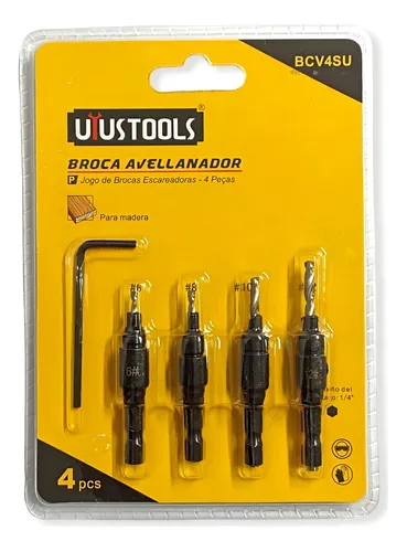 BROCA AVELLANADOR ENC HEX SET 4PCS PARA MADERA (#6, #8, #10, #12) UYUSTOOLS 