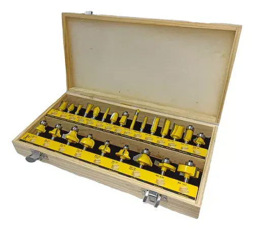 ORGANIZADOR CON FRESAS PARA RUTEADORA VÁSTAGO DE 1/4" 30 PIEZAS UYUSTOOLS
