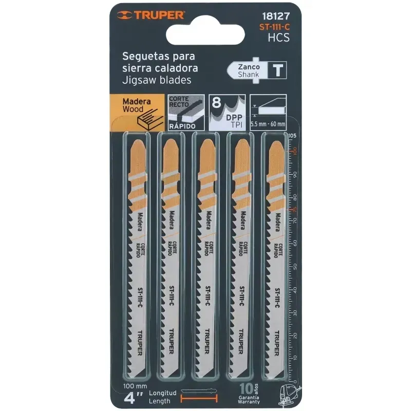 [18127] BLÍSTER CON 5 HOJAS DE SIERRA 8 DPP "T"X100MM CORTE RECTO MADERA-18127-TOTAL