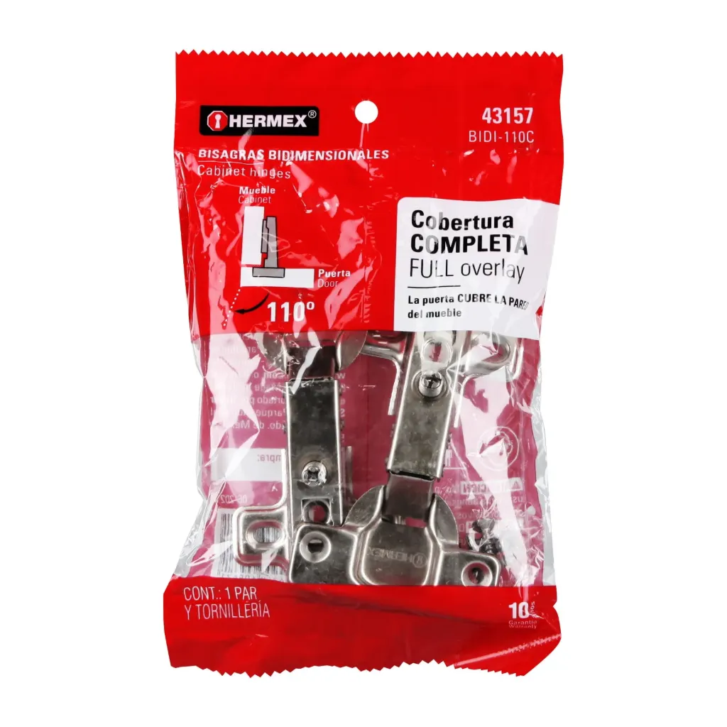 [43157] BOLSA C/2 BISAGRAS BIDIMENSIONALES 110°, COBERTURA COMPLETA