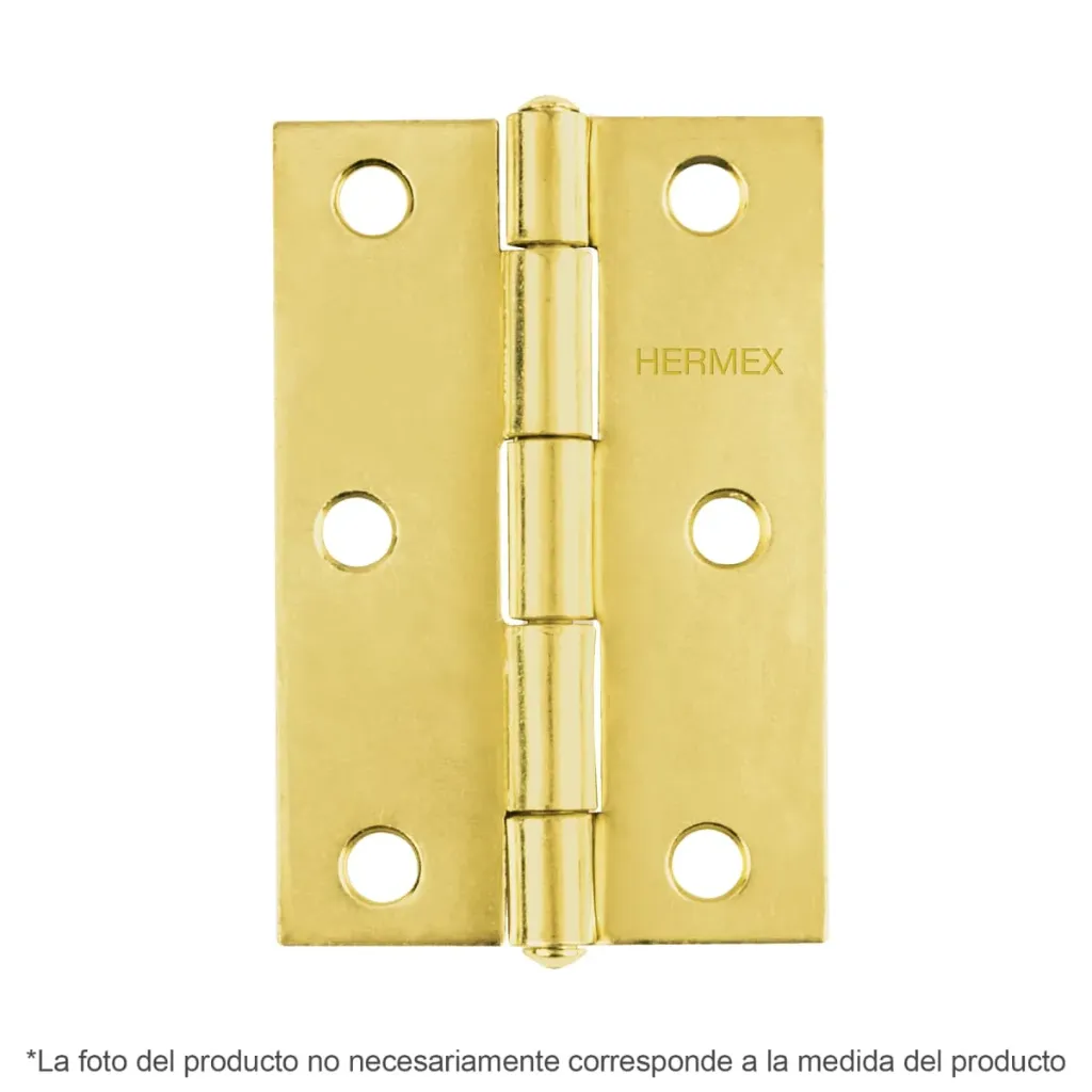 [43195] BISAGRA RECTANGULAR 2-1/2" ACABADO DORADO, CABEZA MEDIA BOLA, HERMEX