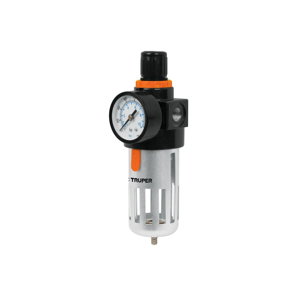 [18238] FILTRO Y REGULADOR DE PRESIÓN DE AIRE, ELIMINA CONTAMINANTES SÓLIDO Y LÍQUIDOS, CUERDA 1/4 NPT-18238-TRUPER