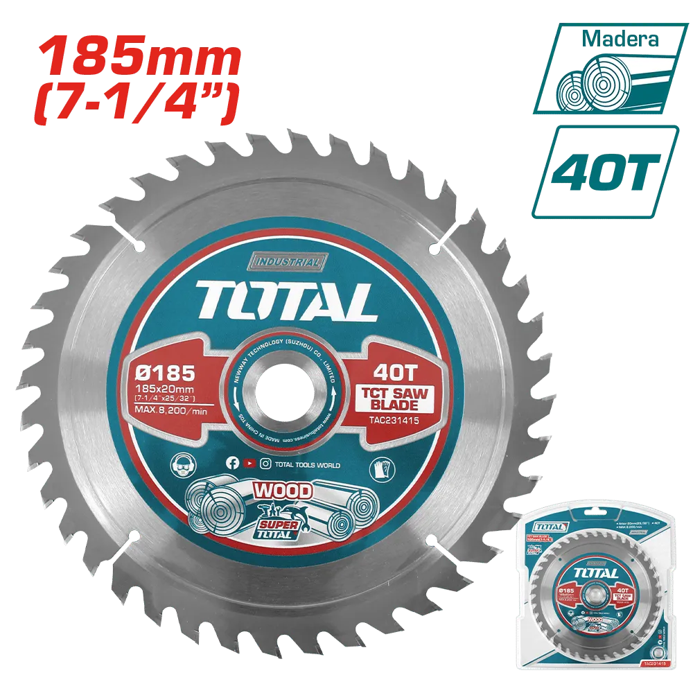 [TAC231415] DISCO DENTADO PARA MADERA 185MM (7 1/4") 40T INDUSTRIAL-TAC231415-TOTAL