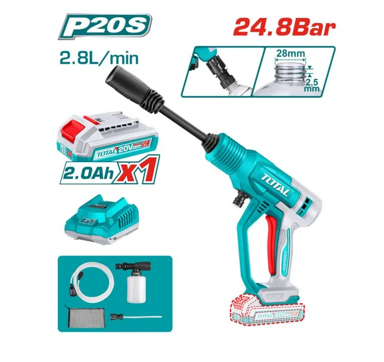 [TPWLI20362] LAVADORA A PRESION LI-ION 20V 24.8BAR 2.8L/MIN 20V+1 BATERÍA 2AH+1 CARGADOR-TPWLI20362-TOTAL