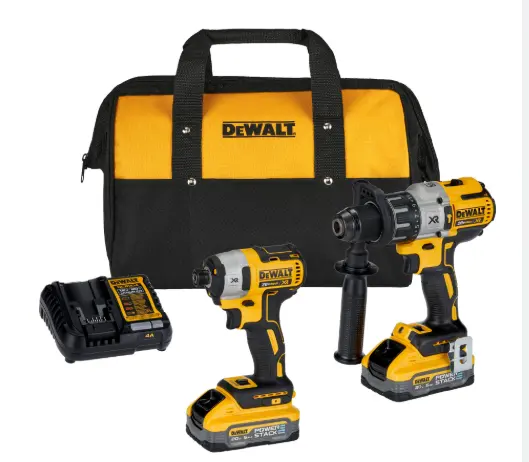 [DCK299H2-B2] TALADRO PERCUTOR 1/2" + ATORNILLADOR 1/4" 20V XR INC BAT Y CARG DEWALT DCK299H2-B2