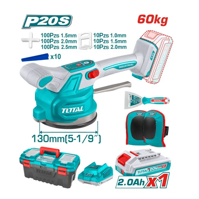 [TTVLI20018] VIBRADOR BALDOSAS 20V 0-10000RPM ABS:60KG D:130MM 1X2.0AH+ACC INDUS-TTVLI20018-TOTAL