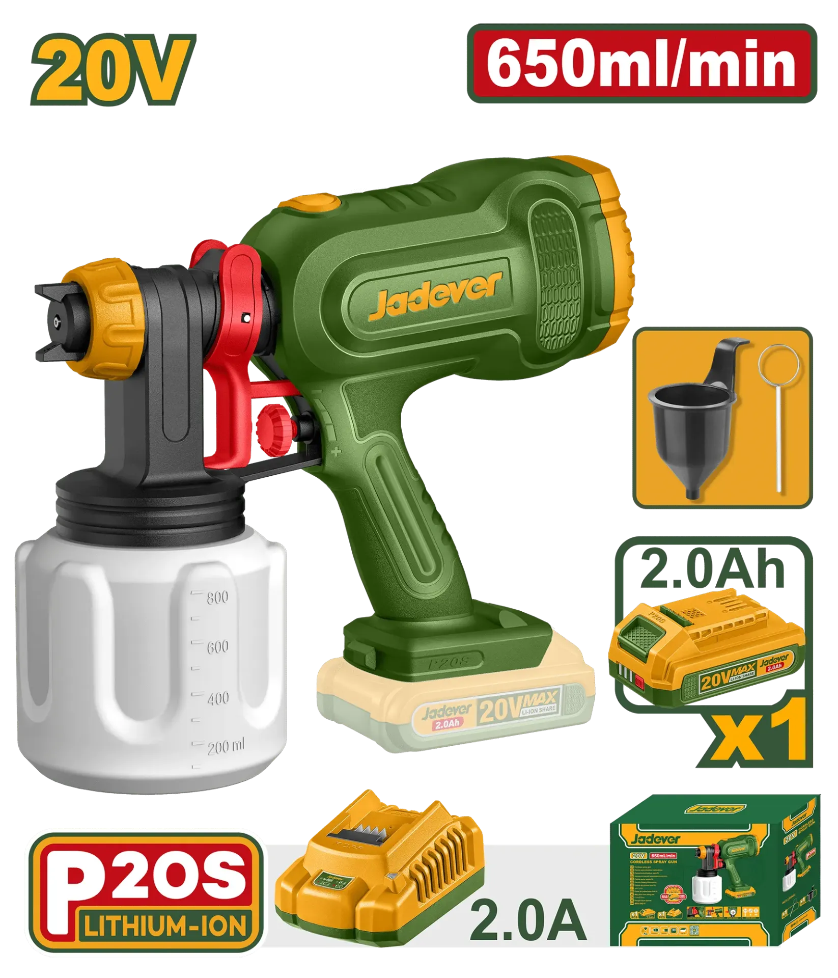 PISTOLA DE PINTAR  20V 650 ML-JDSU30664-JADEVER