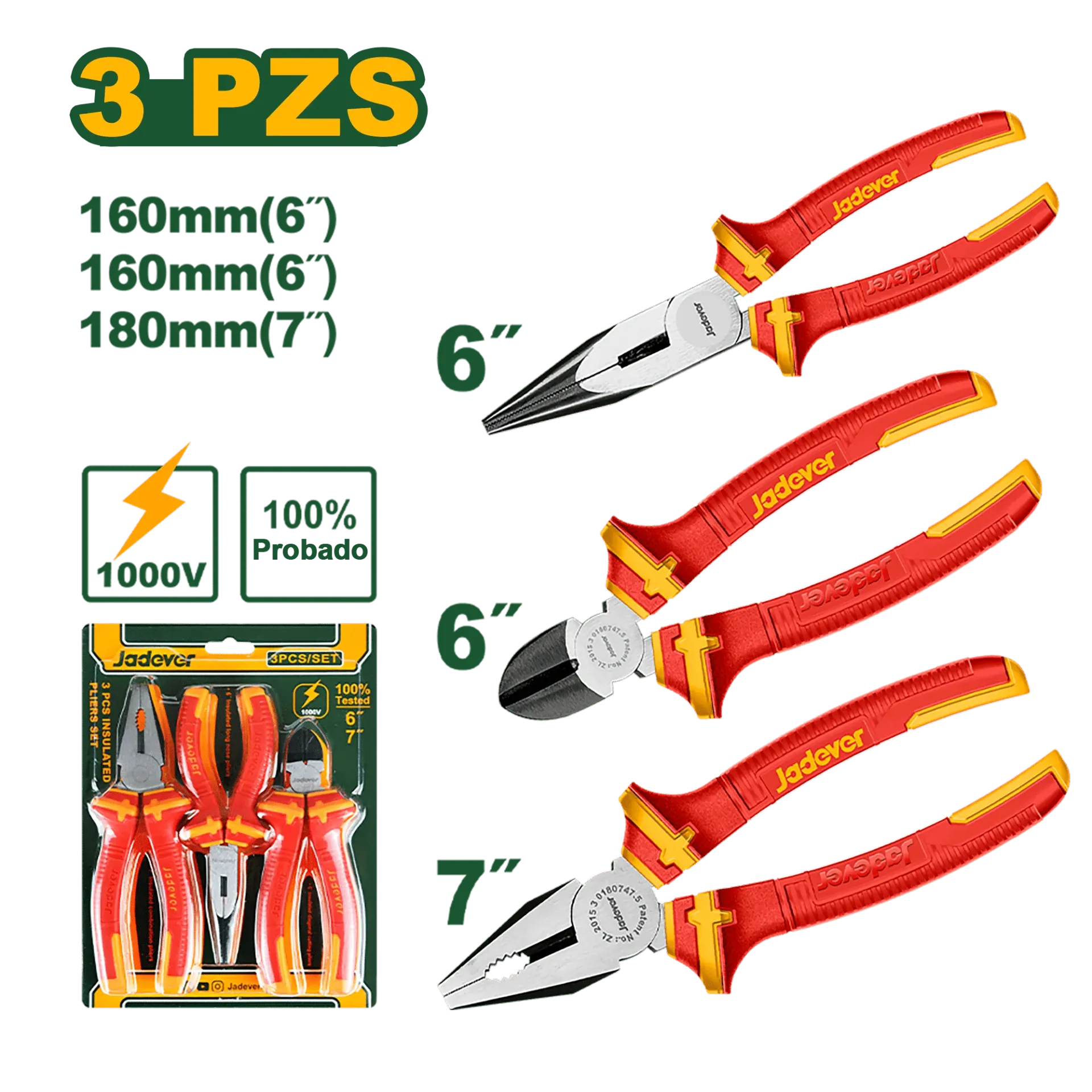 SET DE ALICATE AISLADOS 3 PCS-JDPS0633-JADEVER