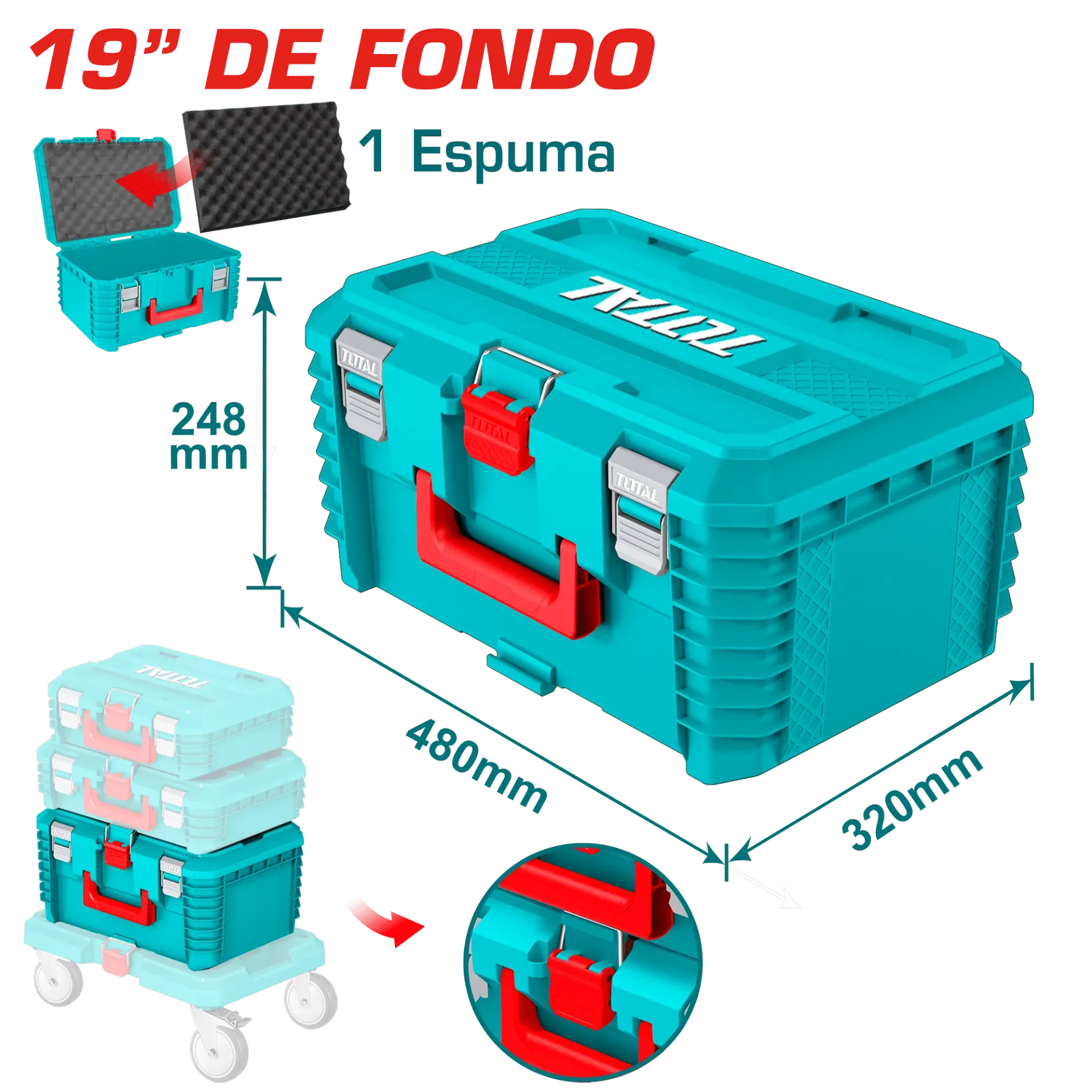 [TPBXS103] CAJA DE HERRAMIENTAS APILABLE 19"(480X320X248MM) 25KG-TPBXS103-TOTAL