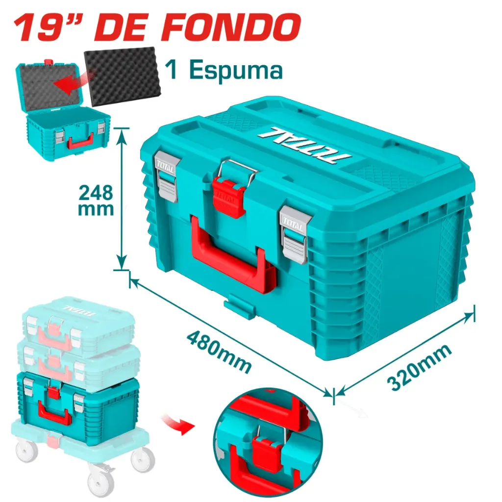 CAJA DE HERRAMIENTAS APILABLE 19'' PROFUNDO (480X320X248MM) 25KG-TPBXS103-TOTAL