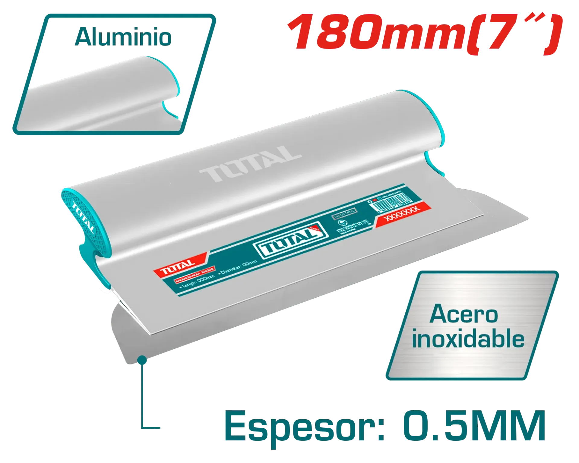 ESPATULA DE EMPASTADO DRYWALL180MM TH:0.5MM ACERO INOX INDUSTRIAL-THSCL00701-TOTAL
