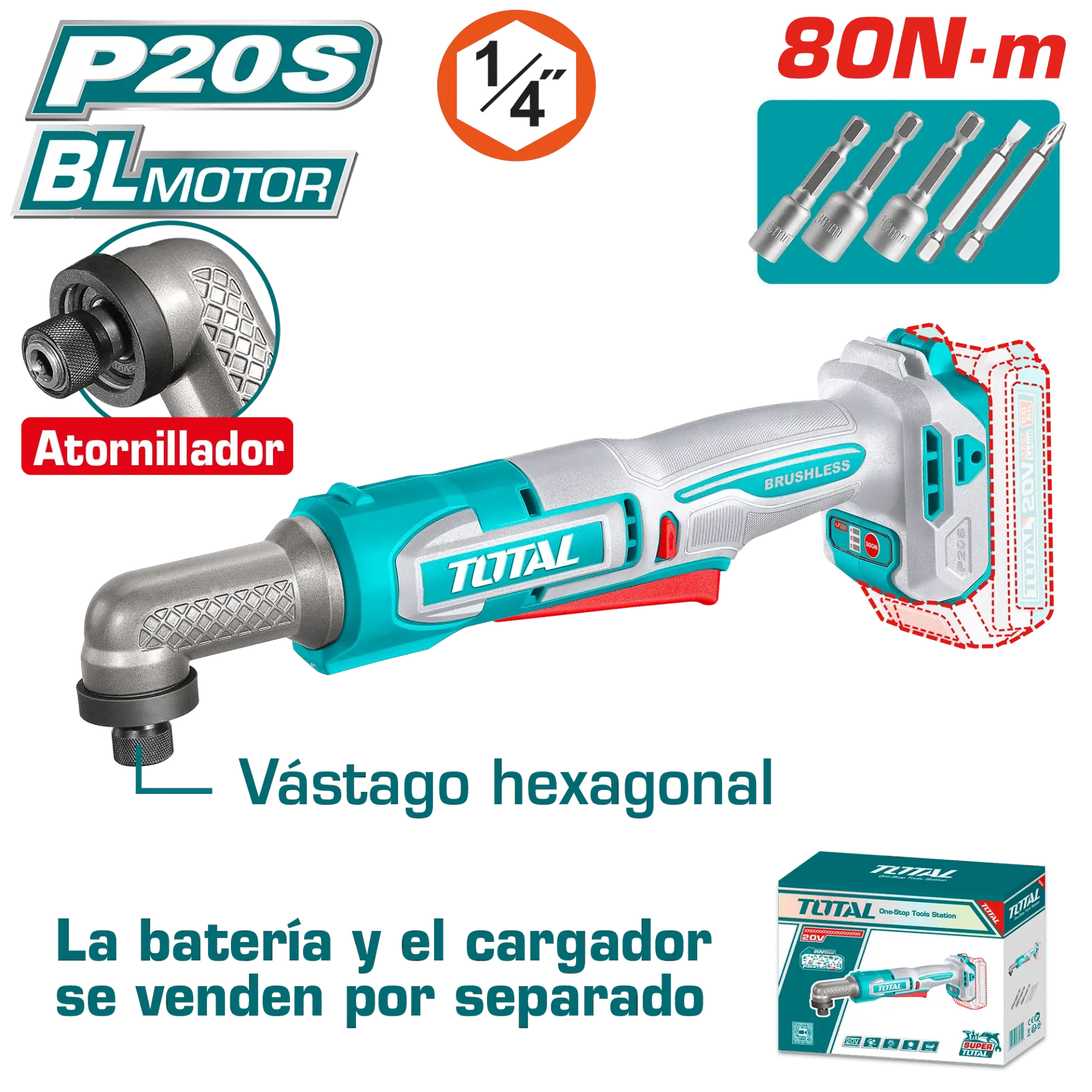 [TAIRLI2081] ATORNILLADOR IMPACTO ANGULAR 80NM HEX635MM 0-3400BPM INDUSTRIAL - TOTAL
