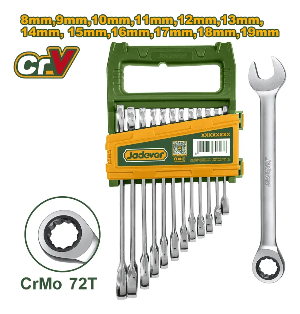 SET DE LLAVES CONBINACION 12 PCS CR-MO 8-19MM 72T JADEVER-JDSP4212