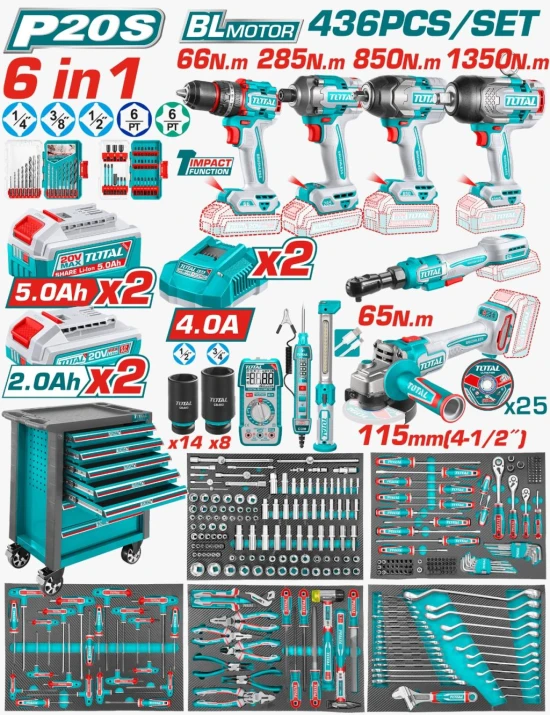 CARRITO PORTA HERRAMIENTAS ULTRA DE 436 PZAS 20V THPTCS84362 TOTAL