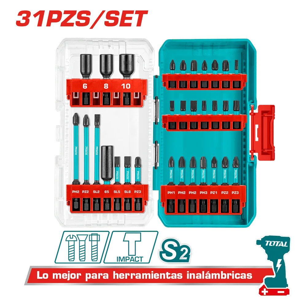 [TACSDL11306] SET DE PUNTAS PARA DESTORNILLADOR DE IMPACTO 31PZS-TACSDL11306-TOTAL