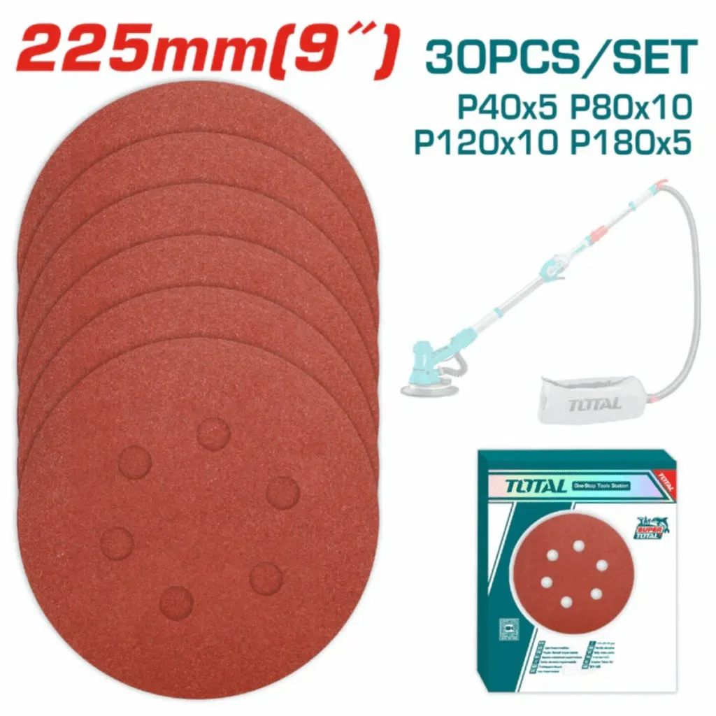 [TAC225030] SET LIJAS CIRCULARES 225MM(9'') 30PCS P/LIJADORA DRYWALL-TAC225030-TOTAL