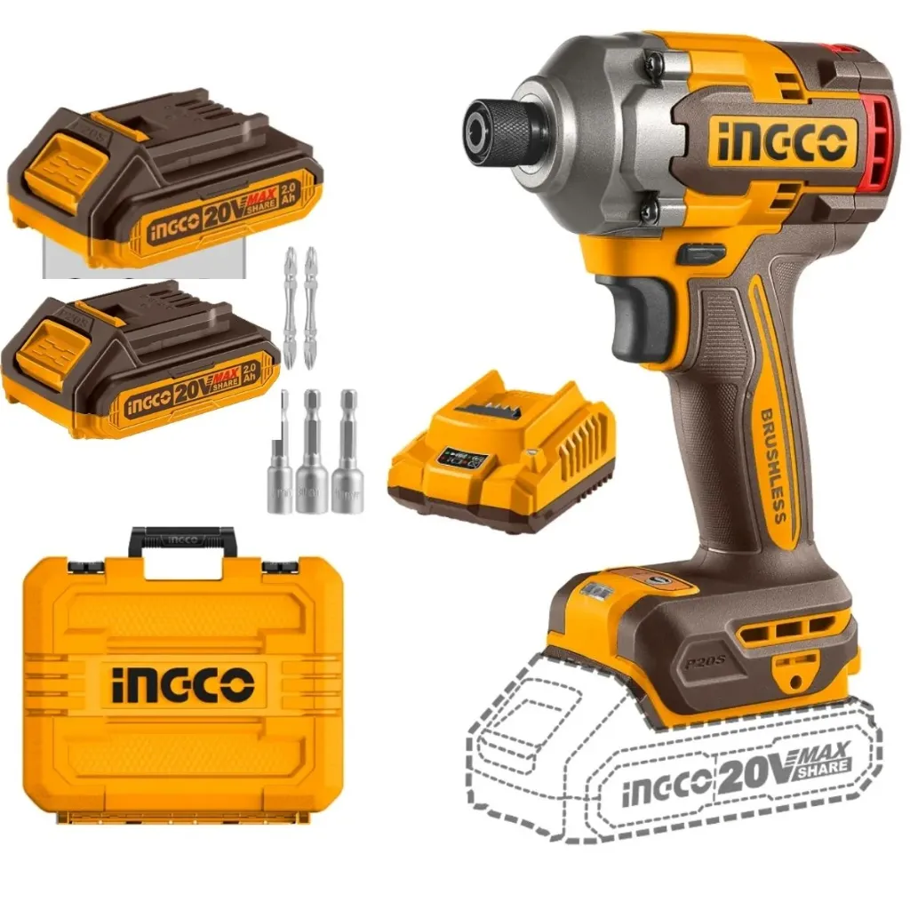 [CIRLI2028] ATORNILLADOR DE IMPACTO 20V 285nm+1CARGADOR+2BATERIAS 2.0AH+ACCESORIOS-CIRLI2028-INGCO