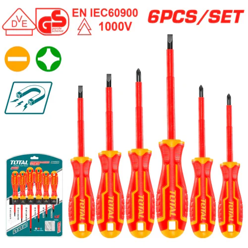[THTIS566] SET DE 6 DESTORNILLADORES AISLADOS AIS. 1000V 3XSL+3XPH 75/100/150MM-THTIS566-TOTAL
