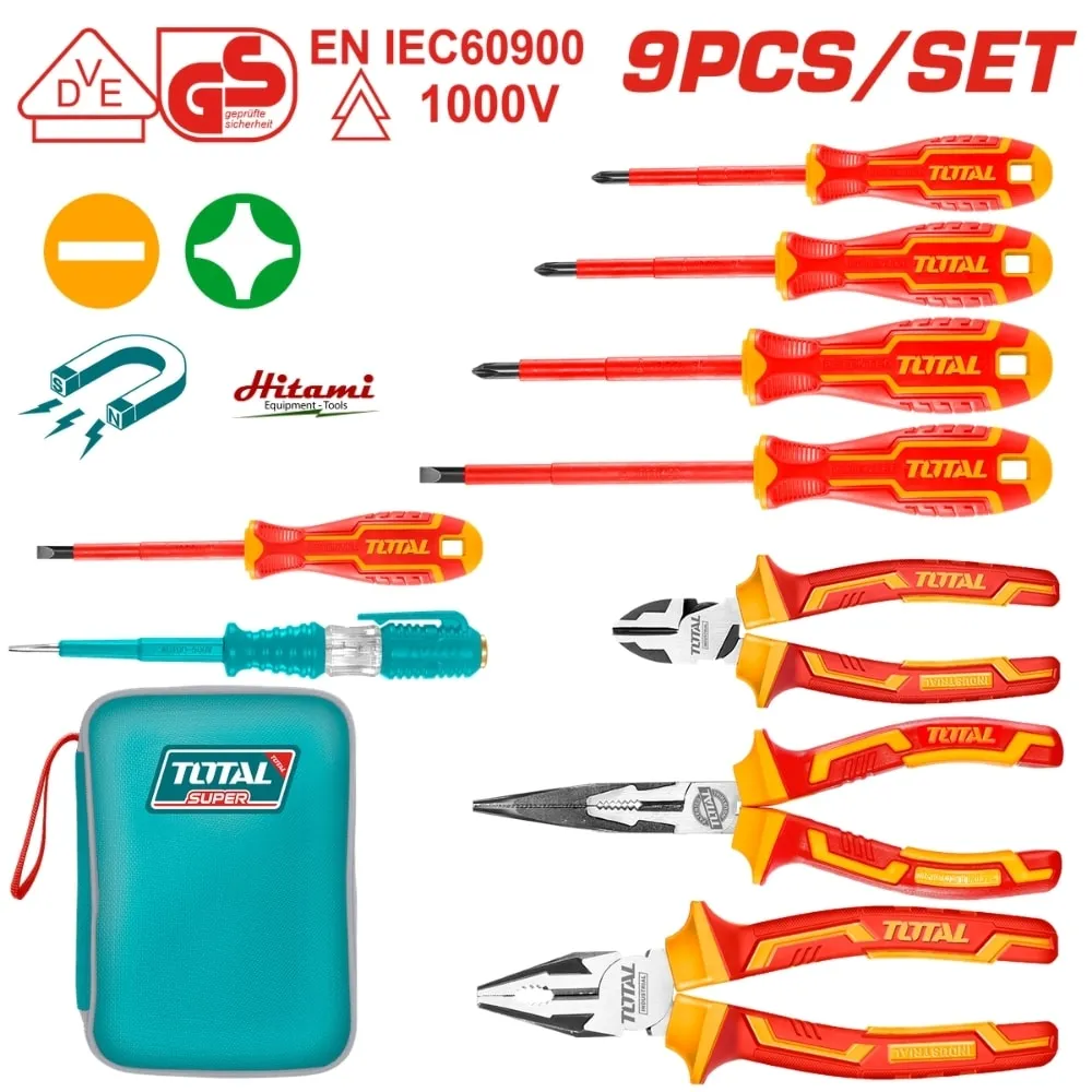 JUEGO DE HERRAMIENTAS MANUALES 9PZS AISLADAS 100V-THKIST3092-TOTAL