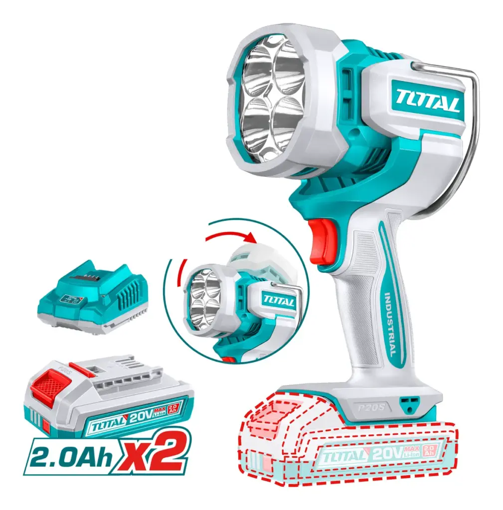 [TWLI20887] LINTERNA DE TRABAJO INDUSTRIAL 20V 22.5W 2X2.0AH 2500LM LED 130G-TWLI20887-TOTAL