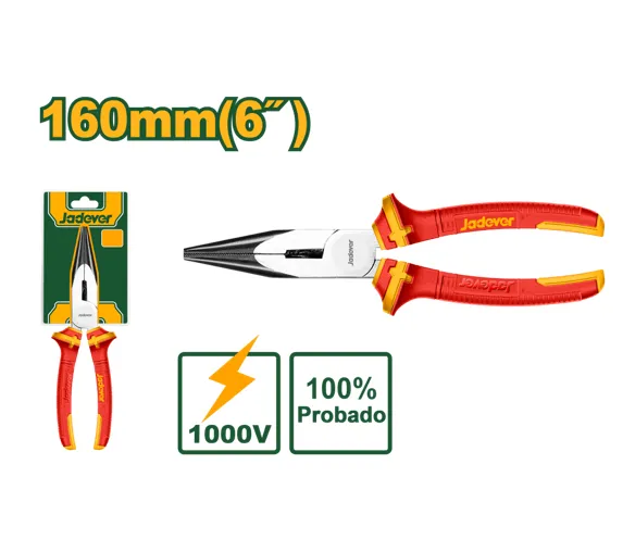 ALICATE PUNTA LARGA 6″ 160MM AISLADO 1000V-JDPL2936-JADEVER
