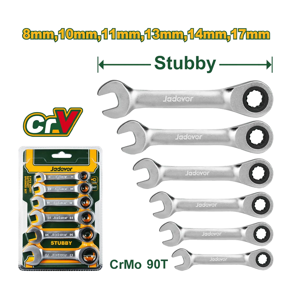 SET LLAVES C/TRINQUETE 6PCS CRV 8/17MM-JDSP6406-JADEVER