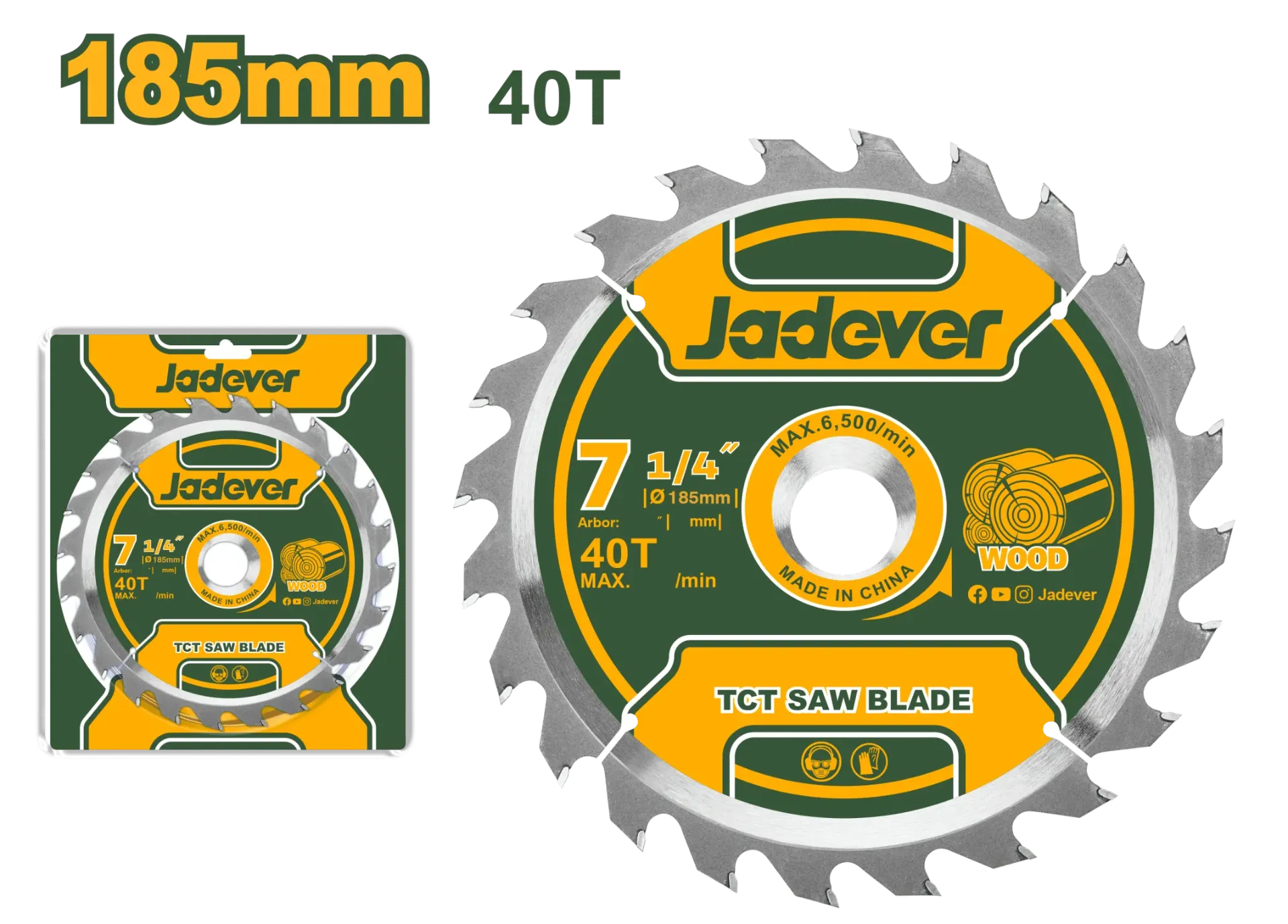 DISCO DE CORTE TCT 40T 185MM 1/4" - JDTC1K05 - JADEVER