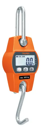 [100788] BÁSCULA ELECTRÓNICA COLGANTE, DE PILAS, 300 KG, TRUPER
