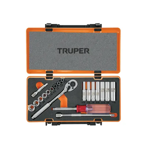 [13980] JUEGO DE 20 PIEZAS, STD 1/4" TRUPER