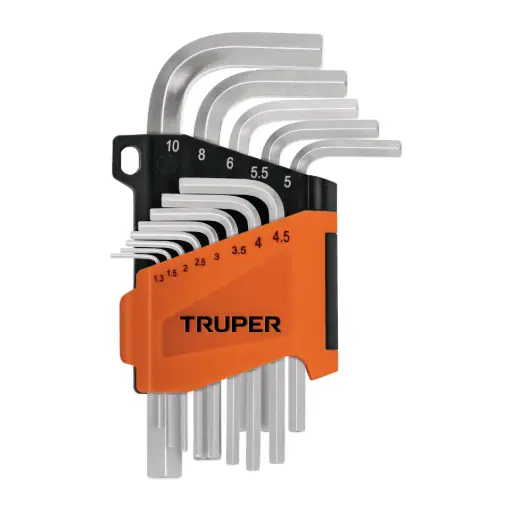 [15542] JUEGOS DE LLAVE ALLEN 13 PZ , PUNTA HEXAGONAL , ORGANIZADOR PLASTICO ABATIBLE 1.3MM-10MM" TRUPER