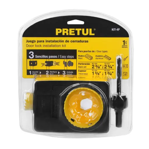 [26038] JUEGO PARA INSTALAR CERRADURAS 4 PIEZAS PRETUL