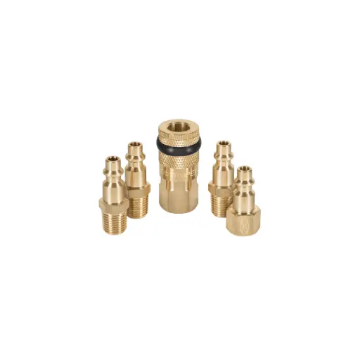 [19081] JUEGO DE ACOPLE F Y CONECTORES DE LATON 5 PIEZAS, CONEXION RAPIDA, 1/4 NPT, CORAL-5  TRUPER