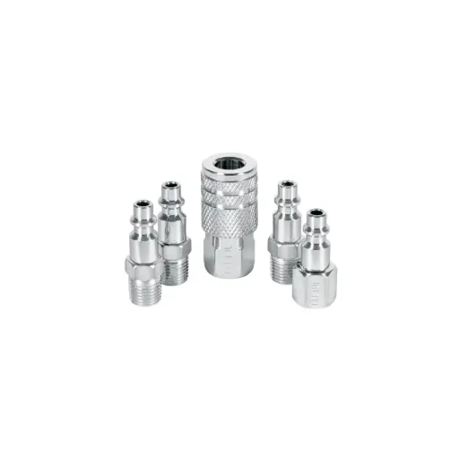 [27021] JUEGO DE ACOPLE F Y CONECTORES DE LATON 5 PIEZAS, CONEXION RAPIDA, 1/4 NPT, CORAL-5  PRETUL
